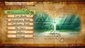 The Main Menu of Hyrule Warriors