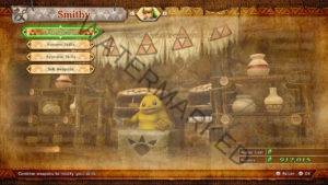 The Smithy menu in Hyrule Warriors