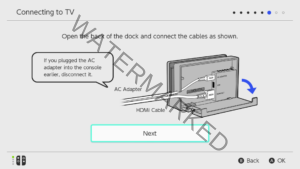 A depiction of a properly connected Switch Dock.