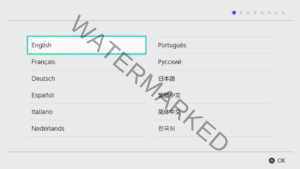 The Nintendo Switch System Language select screen.