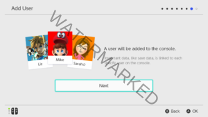 Step 7: Adding a user profile to the Switch.