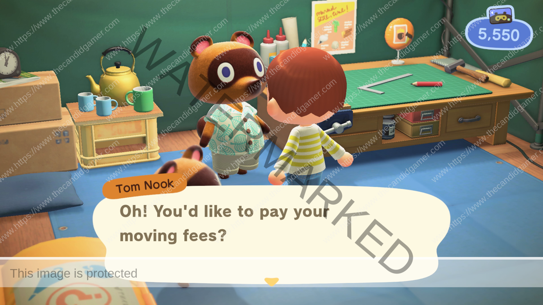 Tom Nook asks the player if they want to pay off their moving fees.