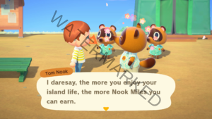 Tom Nook's vague explanation of how to acquire Nook Miles.