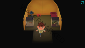 A villager having placed two critters in their tent.