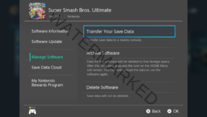 "Screenshot showing how to navigate to the save transfer screen.