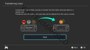 The User Transfer Menu, an older but still usable method of save data transfer.