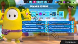 A screenshot showing the six Summer Squads event challenges.