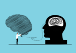 Unravelling the Knot - The Power of "Why" A cartoon man pulls out a tangle from a drawing of a human head. The untangled thread is neatly arranged in the shape of a brain.